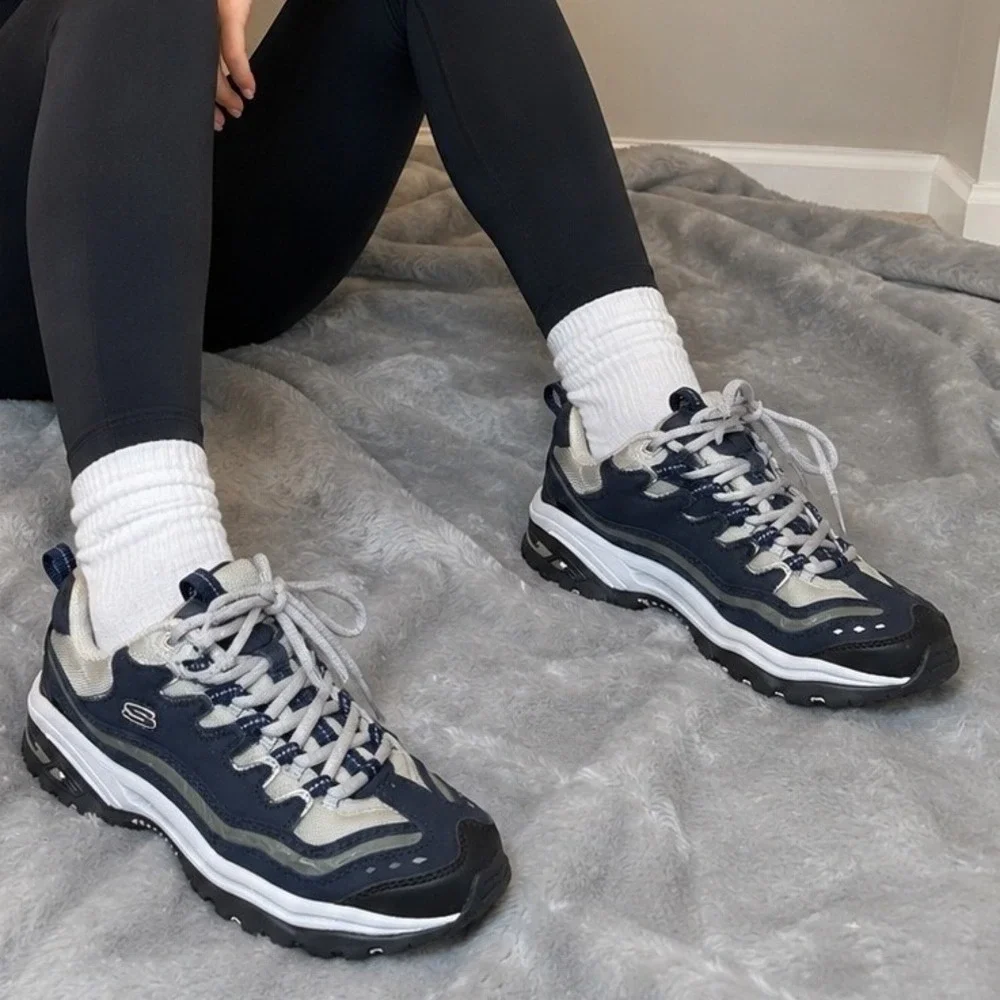 Skechers Sport 17416 Womens Size 6.5 Navy Gray Athletic Walking Shoes Sneakers